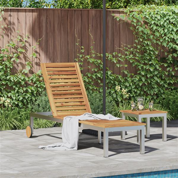 Grote foto vidaxl ligstoel 1 persoon bruin 207 x 58 x 35cm massief acaciahout tuin en terras tuinmeubelen