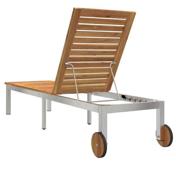 Grote foto vidaxl ligstoel 1 persoon bruin 207 x 58 x 35cm massief acaciahout tuin en terras tuinmeubelen