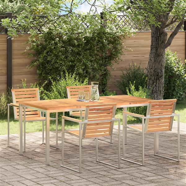 Grote foto vidaxl buiten eettafel bruin 180 x 90 x 75 cm massief teakhout tuin en terras tuinmeubelen