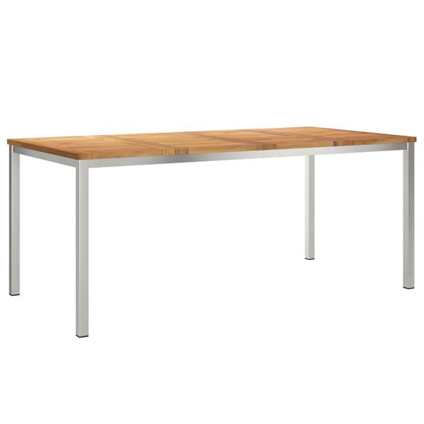 Grote foto vidaxl buiten eettafel bruin 180 x 90 x 75 cm massief teakhout tuin en terras tuinmeubelen