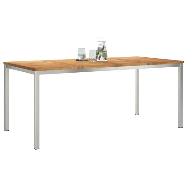 Grote foto vidaxl buiten eettafel bruin 180 x 90 x 75 cm massief teakhout tuin en terras tuinmeubelen