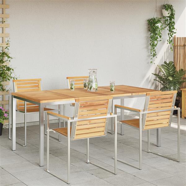 Grote foto vidaxl buiten eettafel bruin 180 x 90 x 75 cm massief teakhout tuin en terras tuinmeubelen