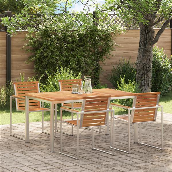 Grote foto vidaxl buiten eettafel bruin 150 x 90 x 75 cm massief teakhout tuin en terras tuinmeubelen