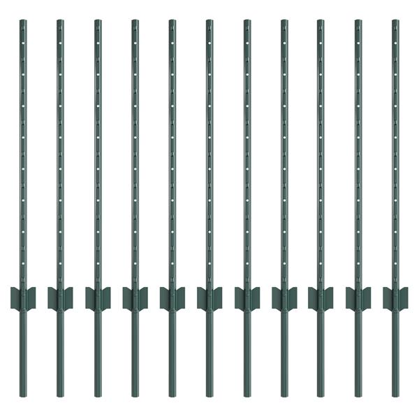 Grote foto vidaxl hekpalen 11 pcs groen 80 cm staal tuin en terras overige tuin en terras