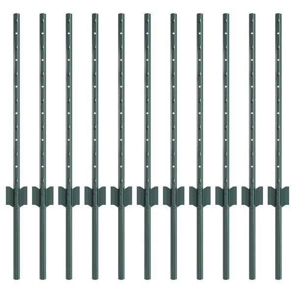 Grote foto vidaxl hekpalen 11 pcs groen 60 cm staal tuin en terras overige tuin en terras