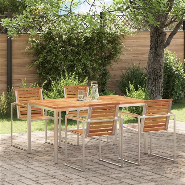 Grote foto vidaxl buiten eettafel bruin 150 x 90 x 75 cm massief acaciahout tuin en terras tuinmeubelen