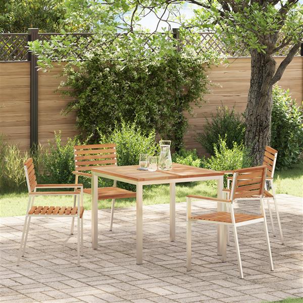 Grote foto vidaxl buiten eettafel bruin 90 x 90 x 75 cm massief teakhout tuin en terras tuinmeubelen