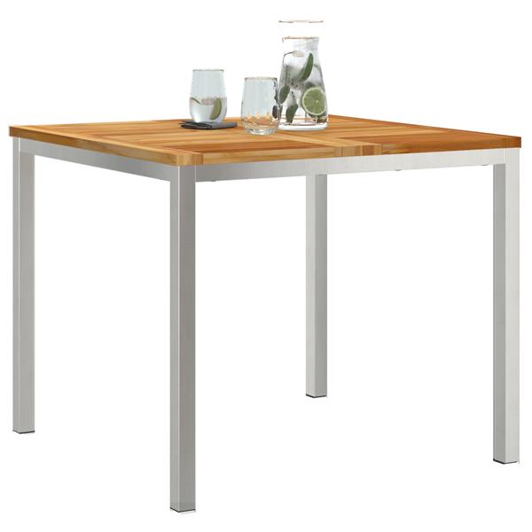 Grote foto vidaxl buiten eettafel bruin 90 x 90 x 75 cm massief teakhout tuin en terras tuinmeubelen
