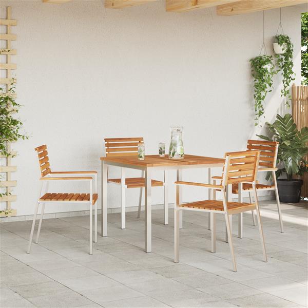 Grote foto vidaxl buiten eettafel bruin 90 x 90 x 75 cm massief teakhout tuin en terras tuinmeubelen