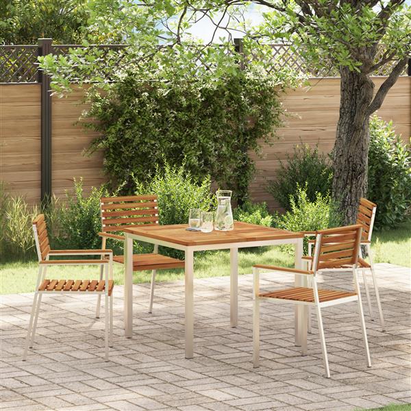 Grote foto vidaxl buiten eettafel bruin 90 x 90 x 75 cm massief acaciahout tuin en terras tuinmeubelen