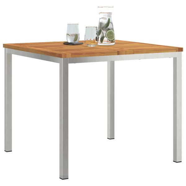 Grote foto vidaxl buiten eettafel bruin 90 x 90 x 75 cm massief acaciahout tuin en terras tuinmeubelen