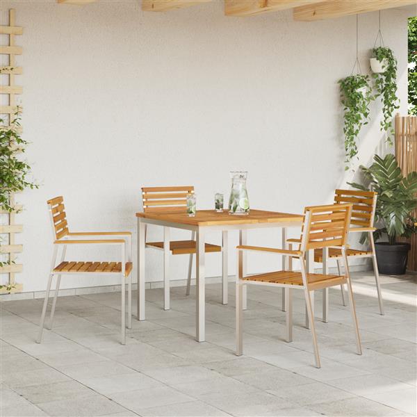 Grote foto vidaxl buiten eettafel bruin 90 x 90 x 75 cm massief acaciahout tuin en terras tuinmeubelen