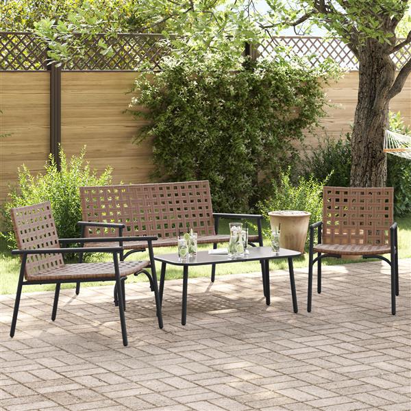 Grote foto vidaxl tuin eettafelset 4 pcs bruin poly rattan tuin en terras tuinmeubelen