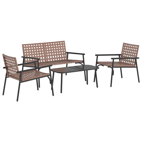 Grote foto vidaxl tuin eettafelset 4 pcs bruin poly rattan tuin en terras tuinmeubelen
