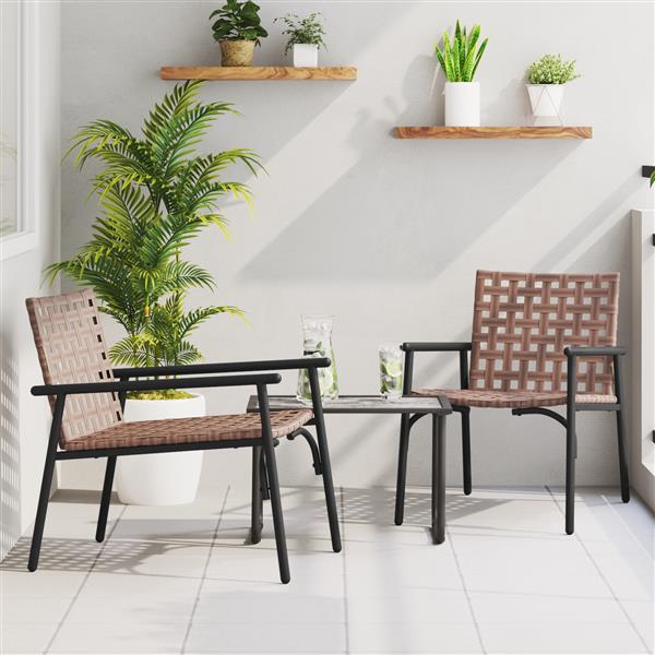 Grote foto vidaxl tuinstoel 2 pcs zwart 79 x 56 x 73.5cm poly rattan tuin en terras tuinmeubelen