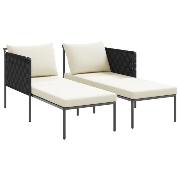 Grote foto vidaxl ligstoel met kussen antraciet 115 x 153 x 69.5cm staal tuin en terras tuinmeubelen