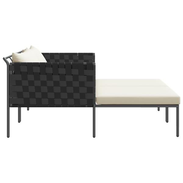 Grote foto vidaxl ligstoel met kussen antraciet 115 x 153 x 69.5cm staal tuin en terras tuinmeubelen