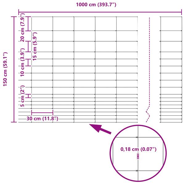 Grote foto vidaxl weidehekwerk grijs 1.5 x 10 m staal tuin en terras hekken en schuttingen