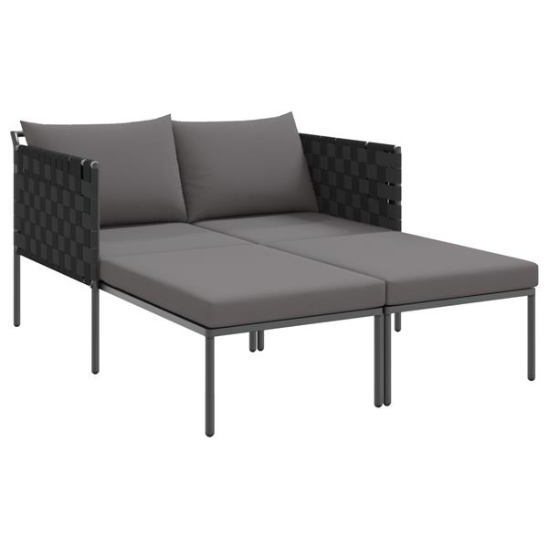 Grote foto vidaxl ligstoel met kussen antraciet 115 x 153 x 69.5cm staal tuin en terras tuinmeubelen