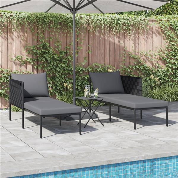 Grote foto vidaxl ligstoel met kussen antraciet 115 x 153 x 69.5cm staal tuin en terras tuinmeubelen