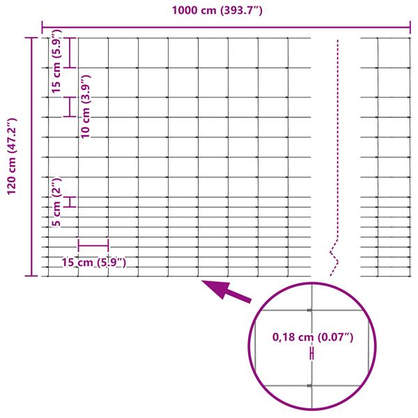 Grote foto vidaxl weidehekwerk grijs 1.2 x 10 m staal tuin en terras hekken en schuttingen