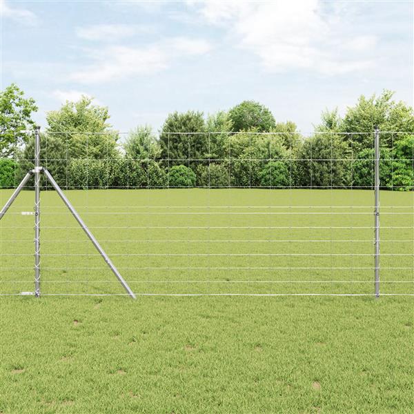 Grote foto vidaxl weidehekwerk grijs 1.2 x 10 m staal tuin en terras hekken en schuttingen