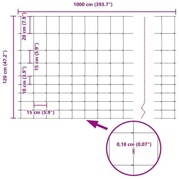 Grote foto vidaxl weidehekwerk grijs 1.2 x 10 m staal tuin en terras hekken en schuttingen