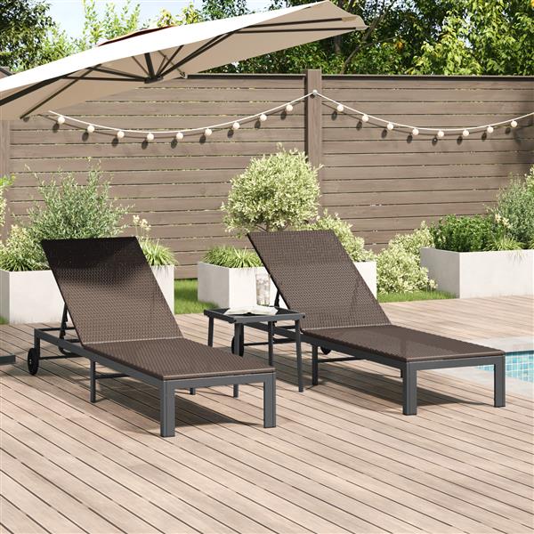 Grote foto vidaxl ligstoel met kussen 2 pcs bruin 40 x 39 x 40.5cm poly rattan tuin en terras tuinmeubelen