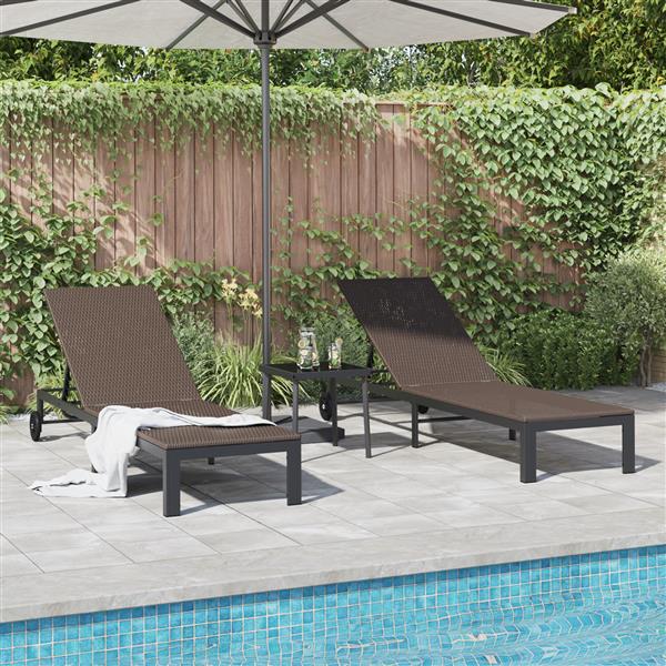 Grote foto vidaxl ligstoel met kussen 2 pcs bruin 40 x 39 x 40.5cm poly rattan tuin en terras tuinmeubelen
