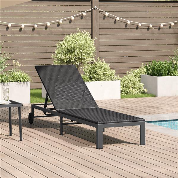 Grote foto vidaxl ligstoel 1 persoon zwart 60 x 200 x 27cm poly rattan tuin en terras tuinmeubelen