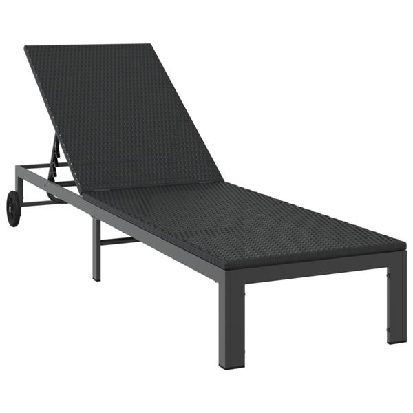 Grote foto vidaxl ligstoel 1 persoon zwart 60 x 200 x 27cm poly rattan tuin en terras tuinmeubelen