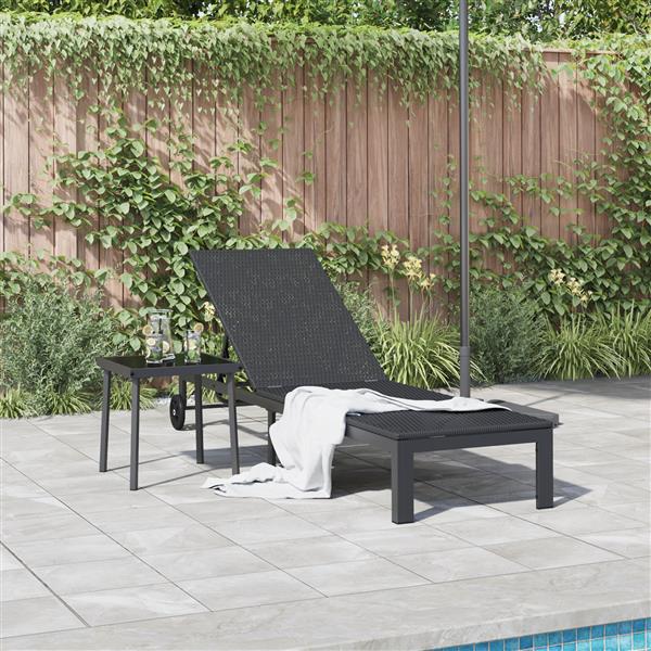 Grote foto vidaxl ligstoel 1 persoon zwart 60 x 200 x 27cm poly rattan tuin en terras tuinmeubelen