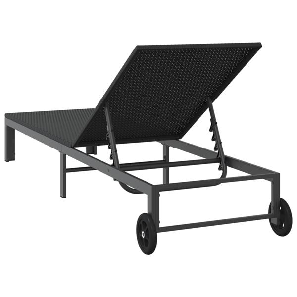 Grote foto vidaxl ligstoel 1 persoon zwart 60 x 200 x 27cm poly rattan tuin en terras tuinmeubelen