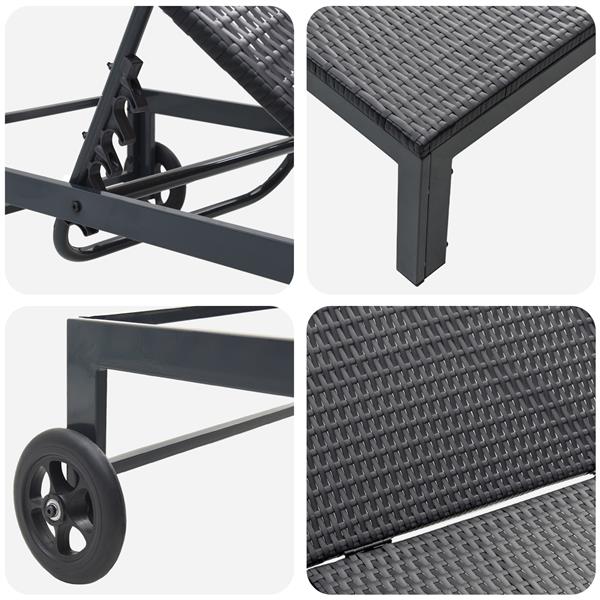 Grote foto vidaxl ligstoel 1 persoon zwart 60 x 200 x 27cm poly rattan tuin en terras tuinmeubelen