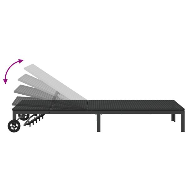Grote foto vidaxl ligstoel 1 persoon zwart 60 x 200 x 27cm poly rattan tuin en terras tuinmeubelen
