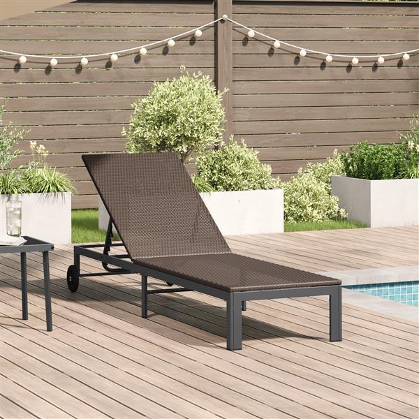 Grote foto vidaxl ligstoel 1 persoon bruin 60 x 200 x 27cm poly rattan tuin en terras tuinmeubelen