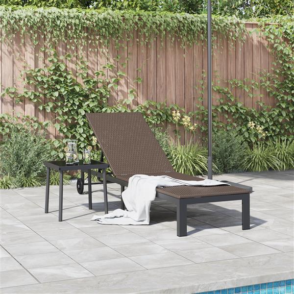Grote foto vidaxl ligstoel 1 persoon bruin 60 x 200 x 27cm poly rattan tuin en terras tuinmeubelen