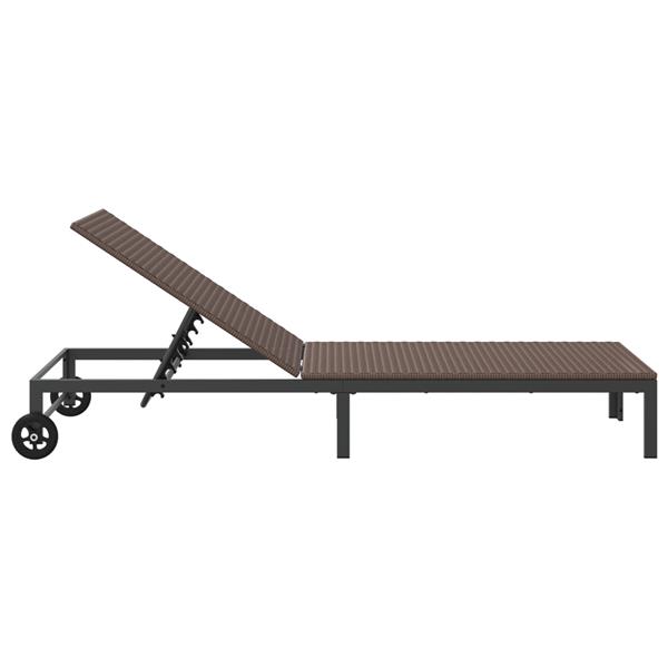 Grote foto vidaxl ligstoel 1 persoon bruin 60 x 200 x 27cm poly rattan tuin en terras tuinmeubelen