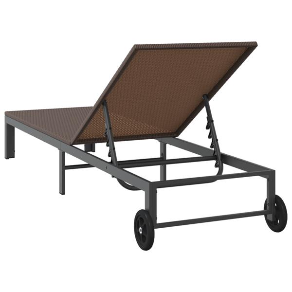Grote foto vidaxl ligstoel 1 persoon bruin 60 x 200 x 27cm poly rattan tuin en terras tuinmeubelen