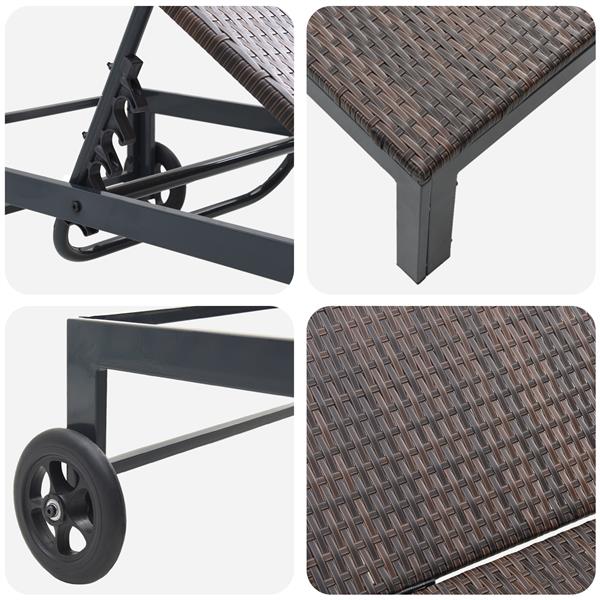 Grote foto vidaxl ligstoel 1 persoon bruin 60 x 200 x 27cm poly rattan tuin en terras tuinmeubelen