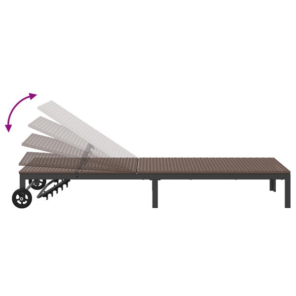 Grote foto vidaxl ligstoel 1 persoon bruin 60 x 200 x 27cm poly rattan tuin en terras tuinmeubelen