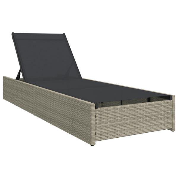 Grote foto vidaxl ligstoel met kussen 1 persoon beige 60 x 200 x 27cm poly rattan tuin en terras tuinmeubelen