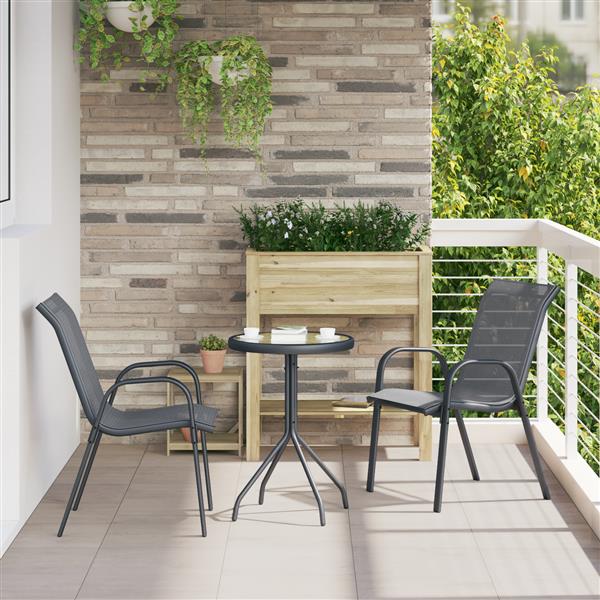 Grote foto vidaxl tuin bistro set 3 pcs grijs staal tuin en terras tuinmeubelen