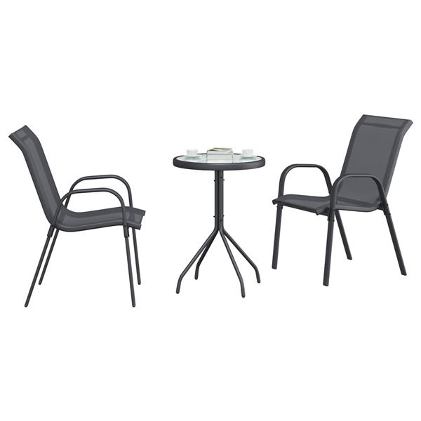 Grote foto vidaxl tuin bistro set 3 pcs grijs staal tuin en terras tuinmeubelen