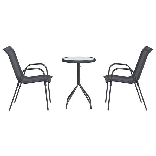 Grote foto vidaxl tuin bistro set 3 pcs grijs staal tuin en terras tuinmeubelen
