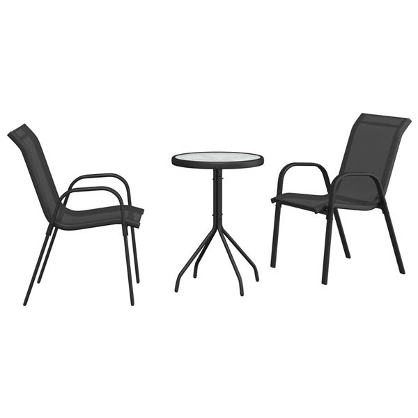 Grote foto vidaxl tuin bistro set 3 pcs zwart staal tuin en terras tuinmeubelen