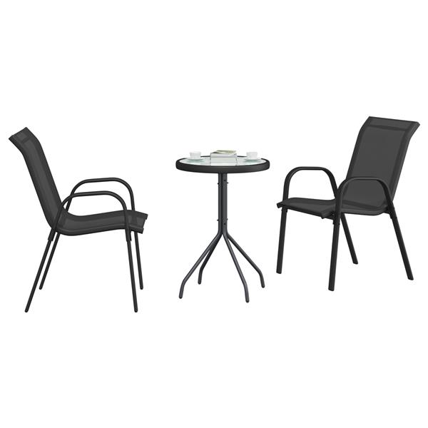 Grote foto vidaxl tuin bistro set 3 pcs zwart staal tuin en terras tuinmeubelen