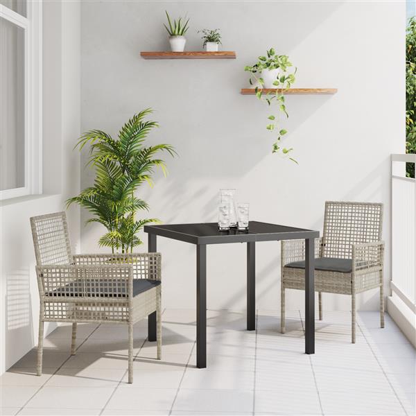 Grote foto vidaxl tuinstoel 2 pcs lichtgrijs 53 x 60 x 85cm poly rattan tuin en terras tuinmeubelen