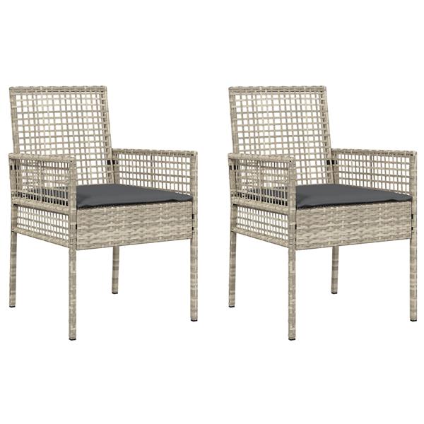 Grote foto vidaxl tuinstoel 2 pcs lichtgrijs 53 x 60 x 85cm poly rattan tuin en terras tuinmeubelen