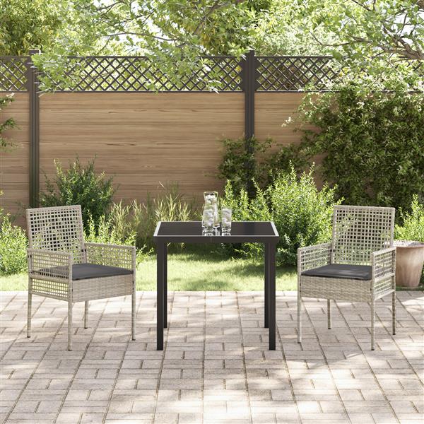 Grote foto vidaxl tuinstoel 2 pcs lichtgrijs 53 x 60 x 85cm poly rattan tuin en terras tuinmeubelen
